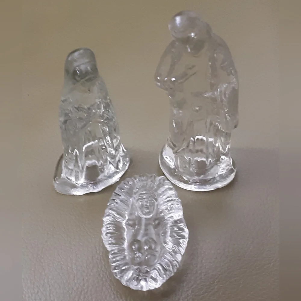 Windsor Collection Clear Glass Nativity Scene 6 Piece - Vtg